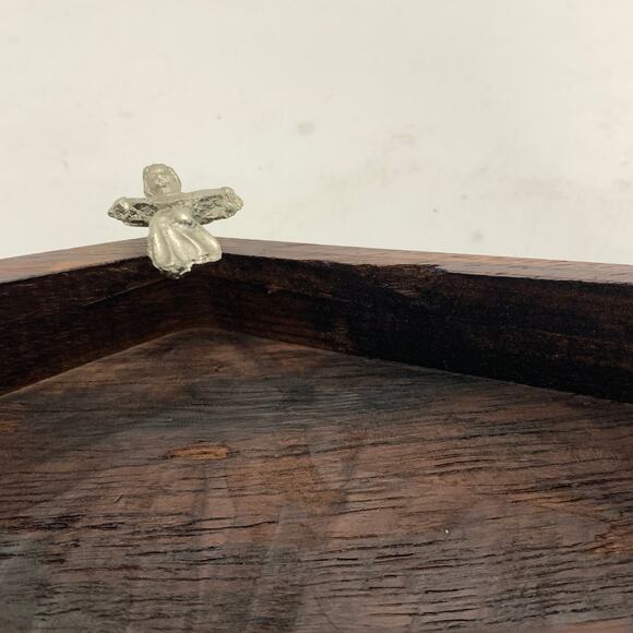 Peltro Inciso Miniature Nativity Set Christmas Pewter Wood Stable Made in Italy - Picture 9 of 11